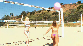 Young Blonde Gets Wild And Sexy With Beach Volleyball Teammates In Hot Video